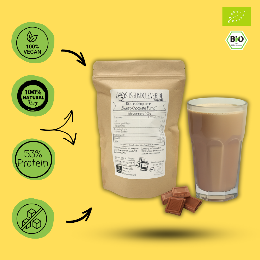 Bio Proteinpulver | "Sweet-Chocolate-Pump" | Vegan & 53% Protein | mit Dattelsüße