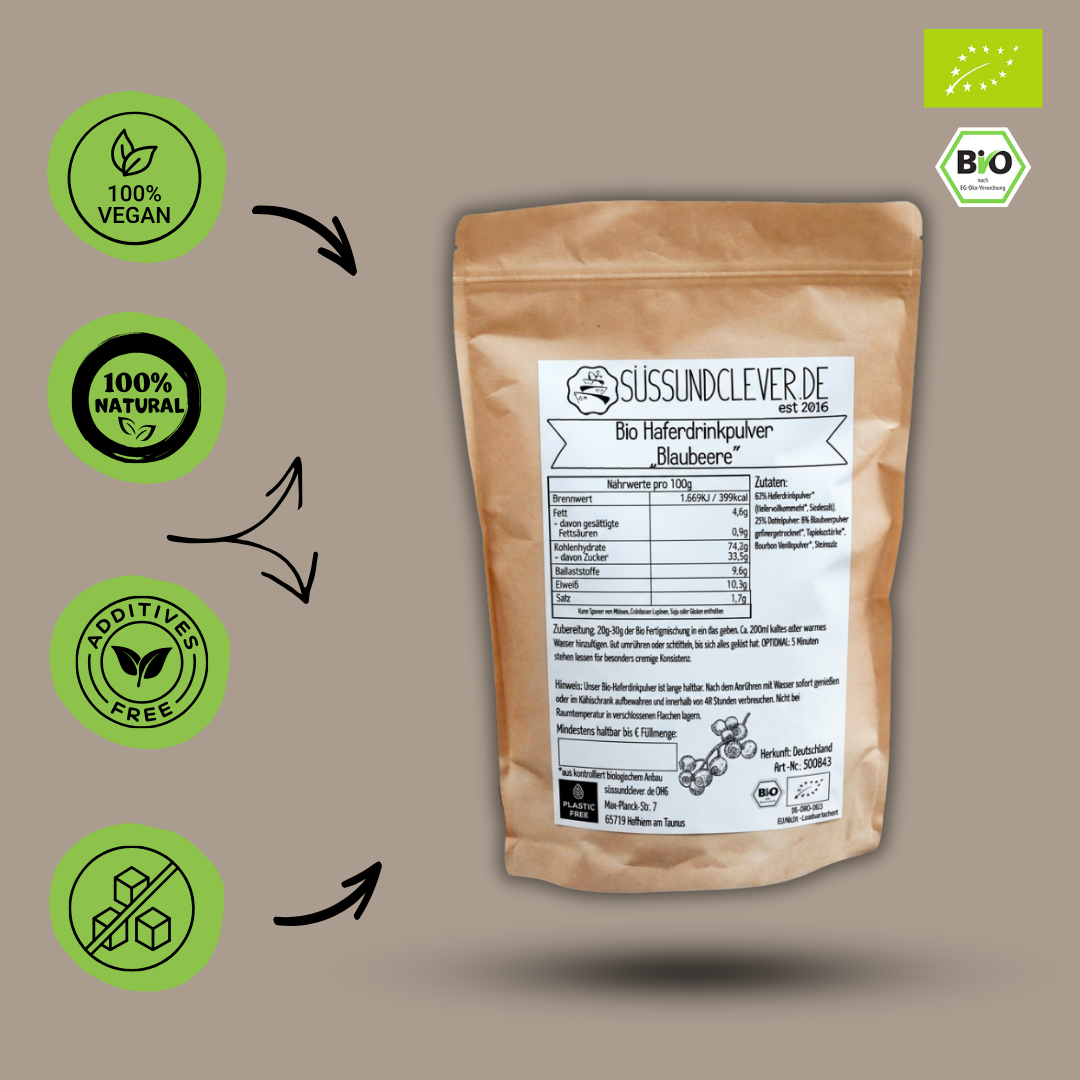 Bio Haferdrinkpulver | Blaubeere mit Dattelsüße | vegan