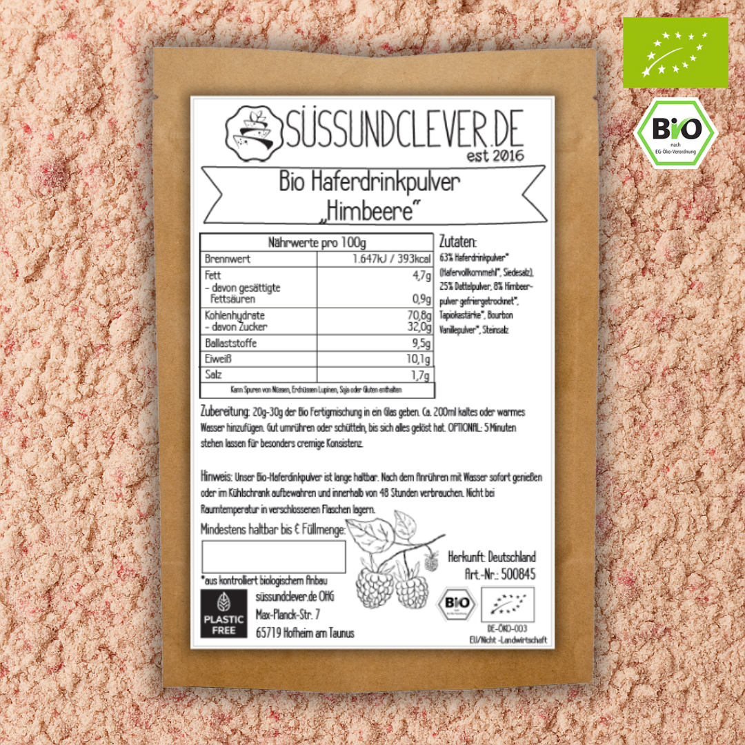 Bio Haferdrinkpulver | Himbeere mit Dattelsüße | vegan