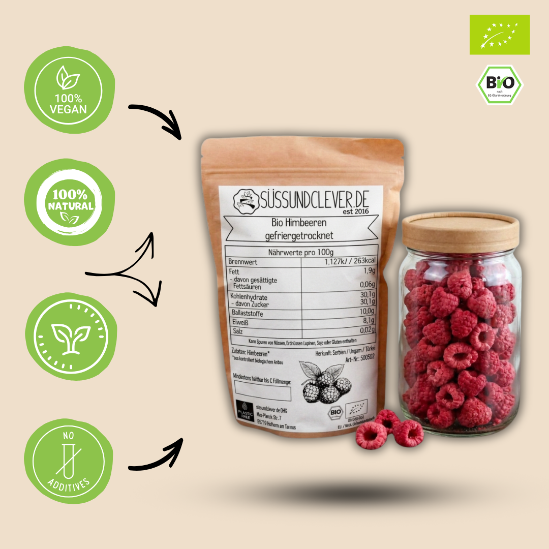 Bio Himbeeren | ganze Beeren | gefriergetrocknet