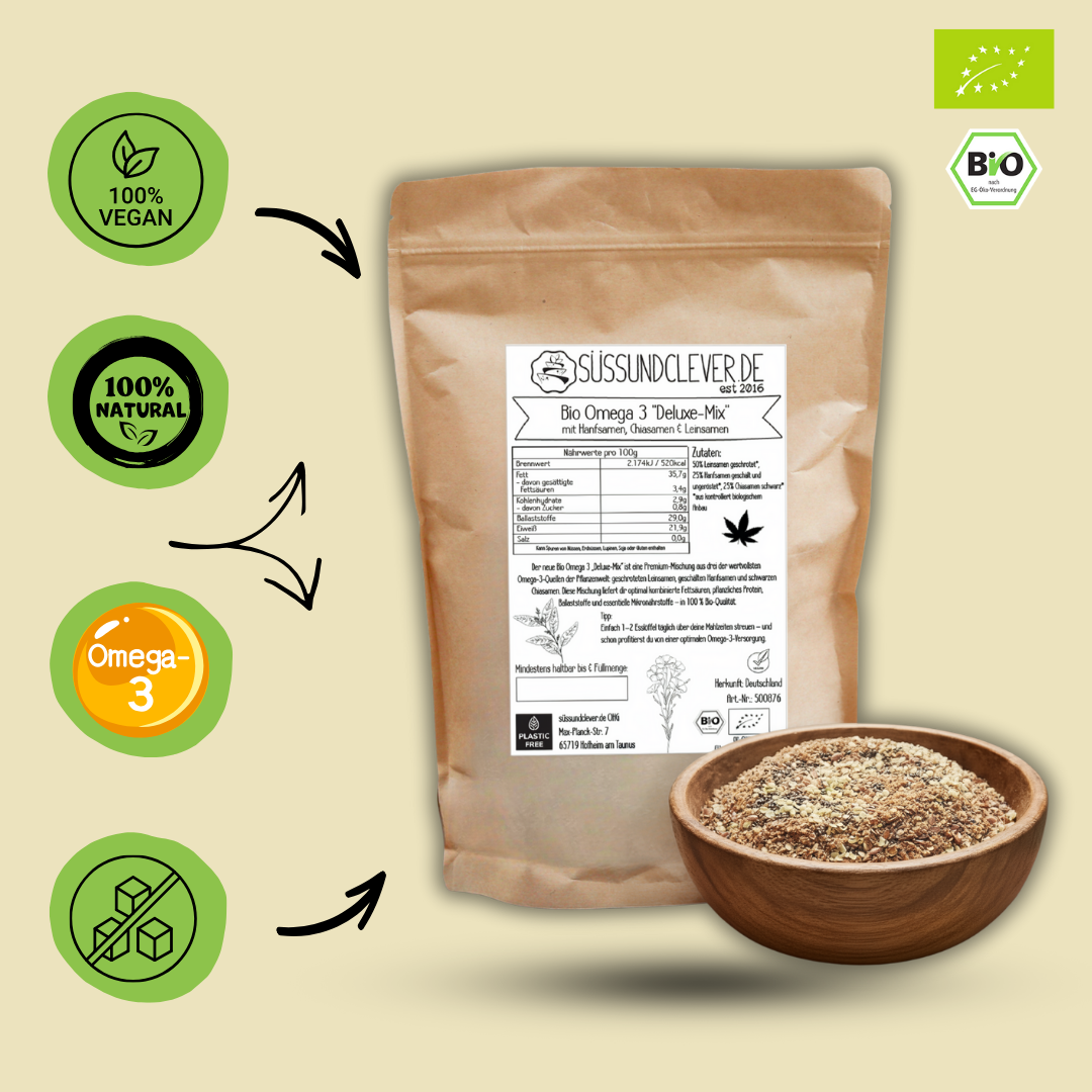 Bio Omega 3 "Deluxe-Mix" | mit Hanfsamen, Chiasamen & Leinsamen