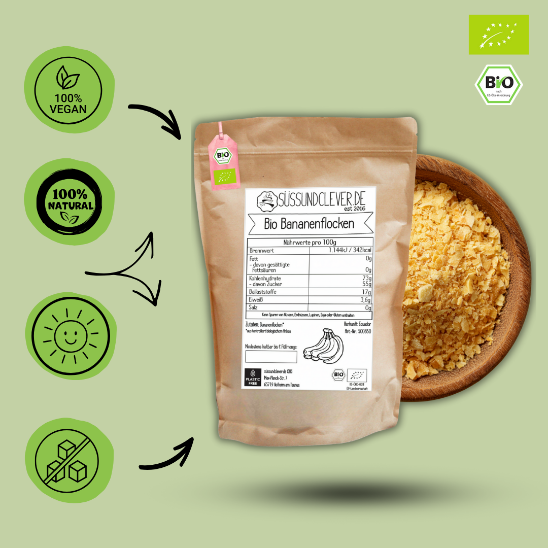 Bio Bananenflocken | ohne Zusätze | sonnengereift & getrocknet