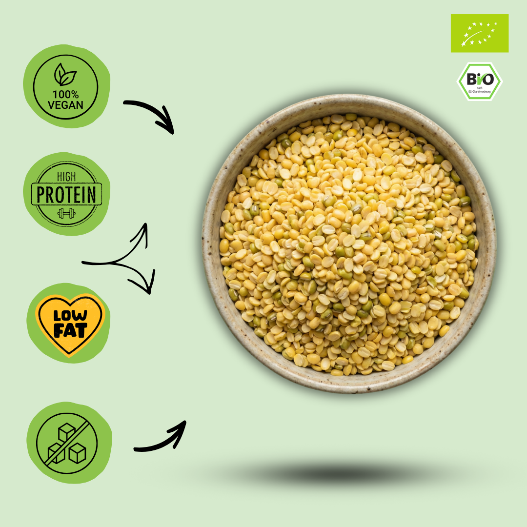 Bio Mungbohnen-Hälften | geschält | Mung Dal