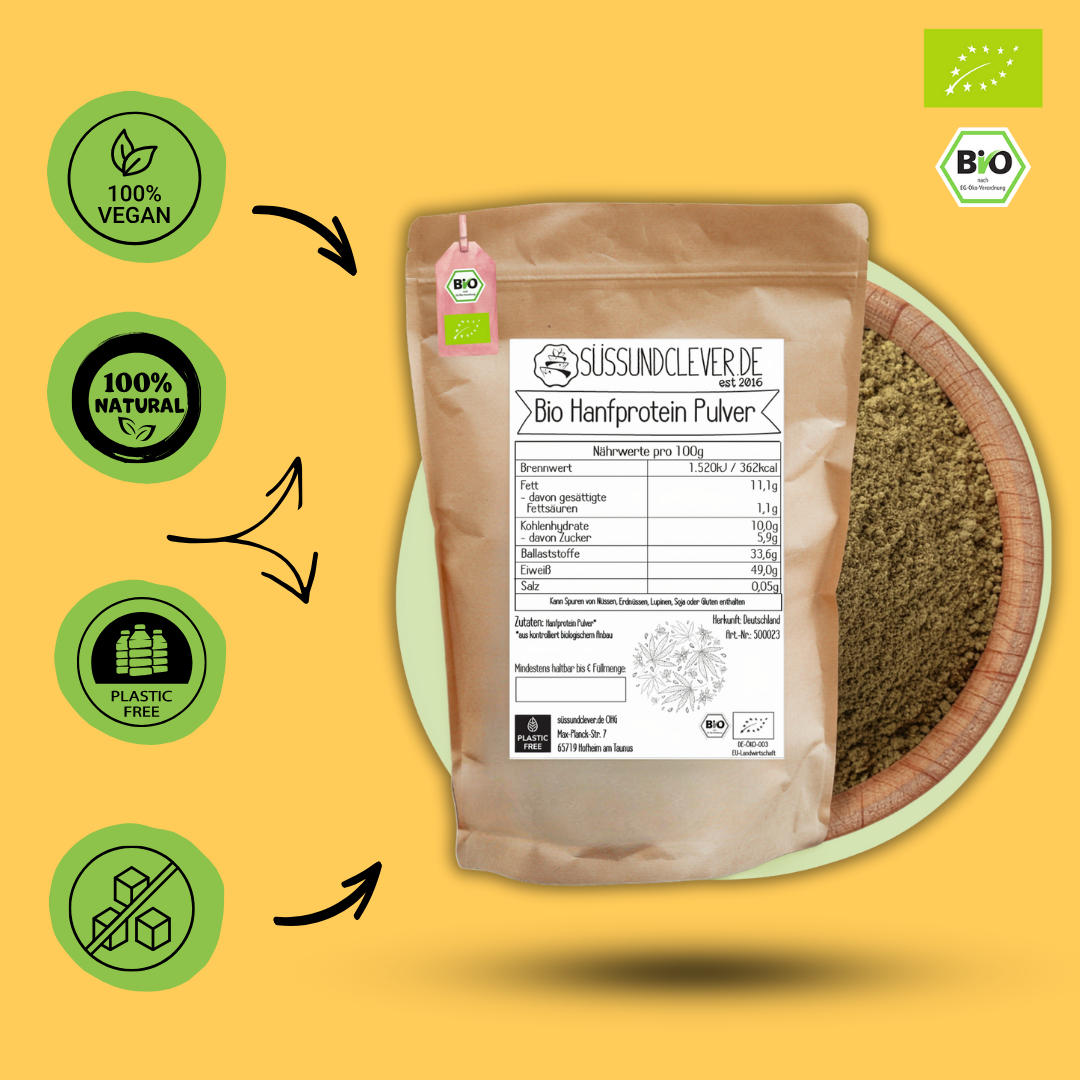 Bio Hanfprotein-Pulver | aus Deutschland | 50% Protein