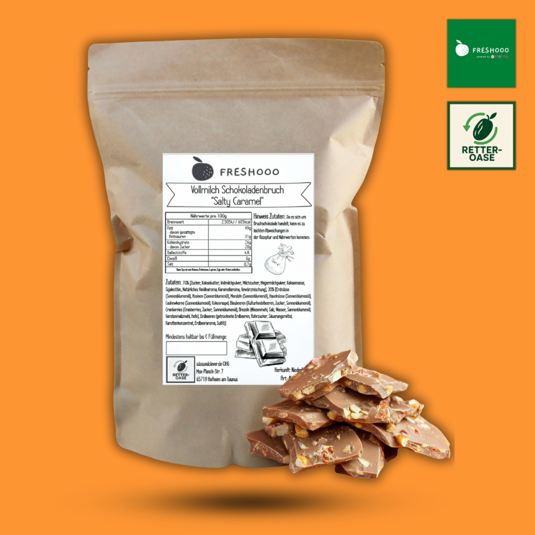 freshooo® Schokoladenbruch | "Salty Caramel" | mit Nuss-Frucht Crunch