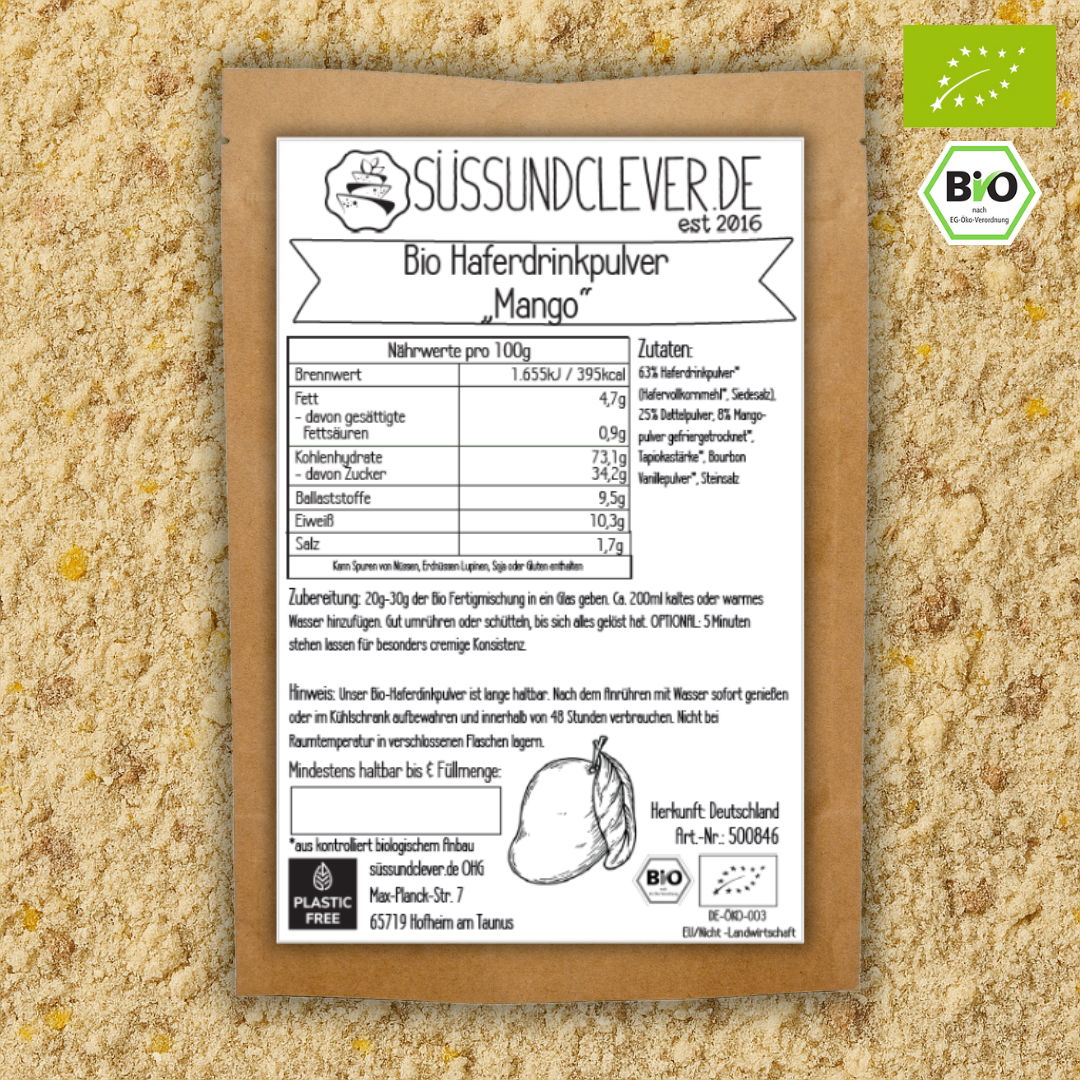 Bio Haferdrinkpulver | Mango mit Dattelsüße | vegan