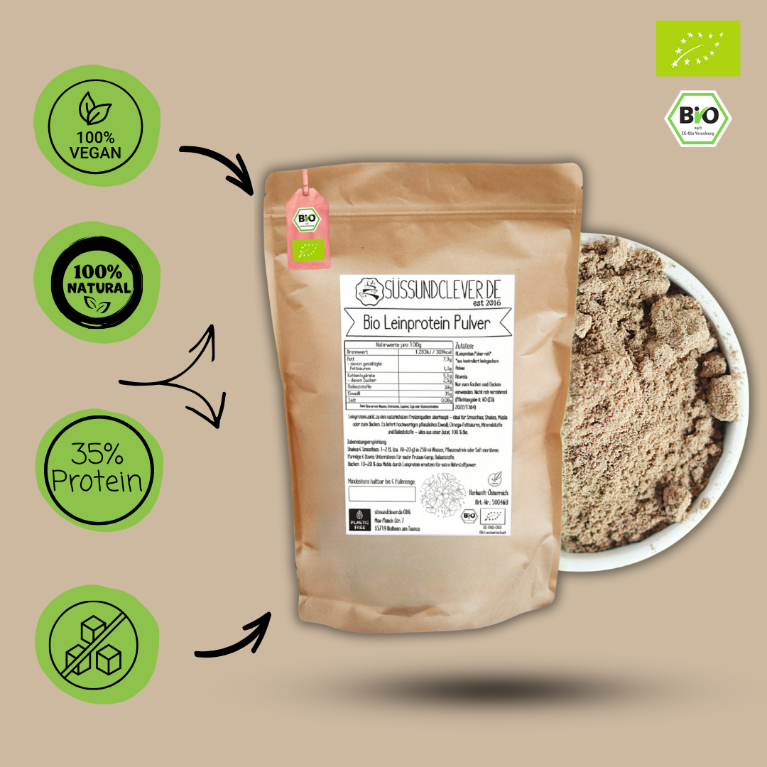 Bio Leinprotein Pulver | aus Österreich | 35 % pflanzliches Eiweiß