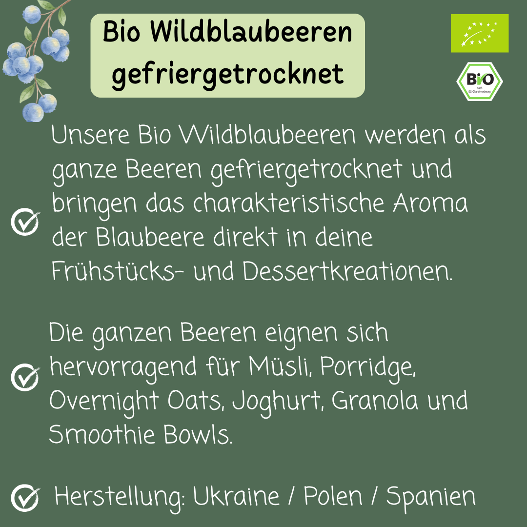 Bio Blaubeeren | wild | ganze Beeren | gefriergetrocknet
