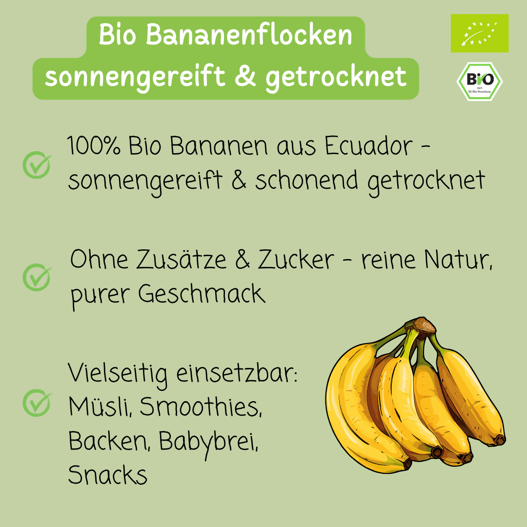 Bio Bananenflocken | ohne Zusätze | sonnengereift & getrocknet