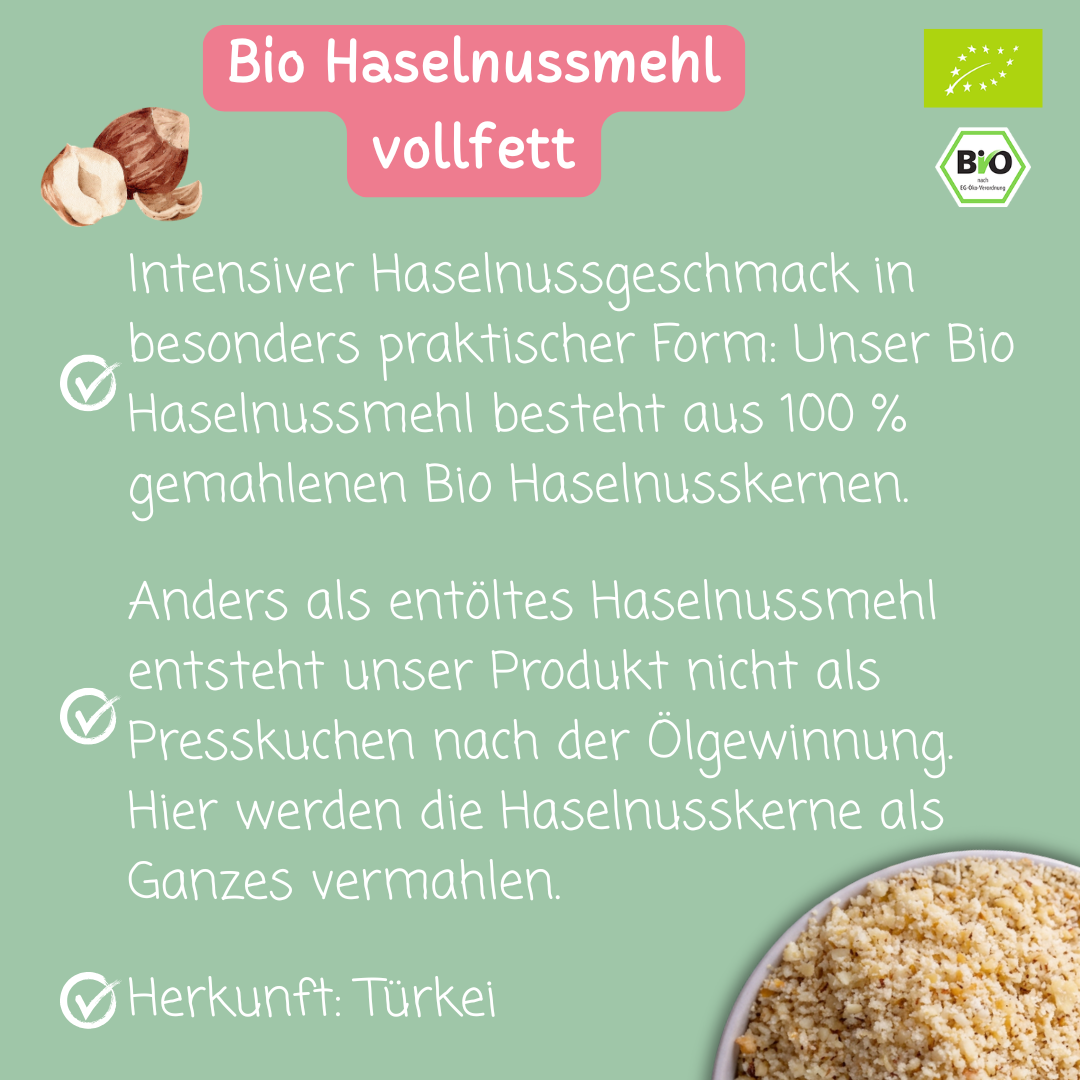 Bio Haselnussmehl | vollfett | gemahlene Haselnusskerne