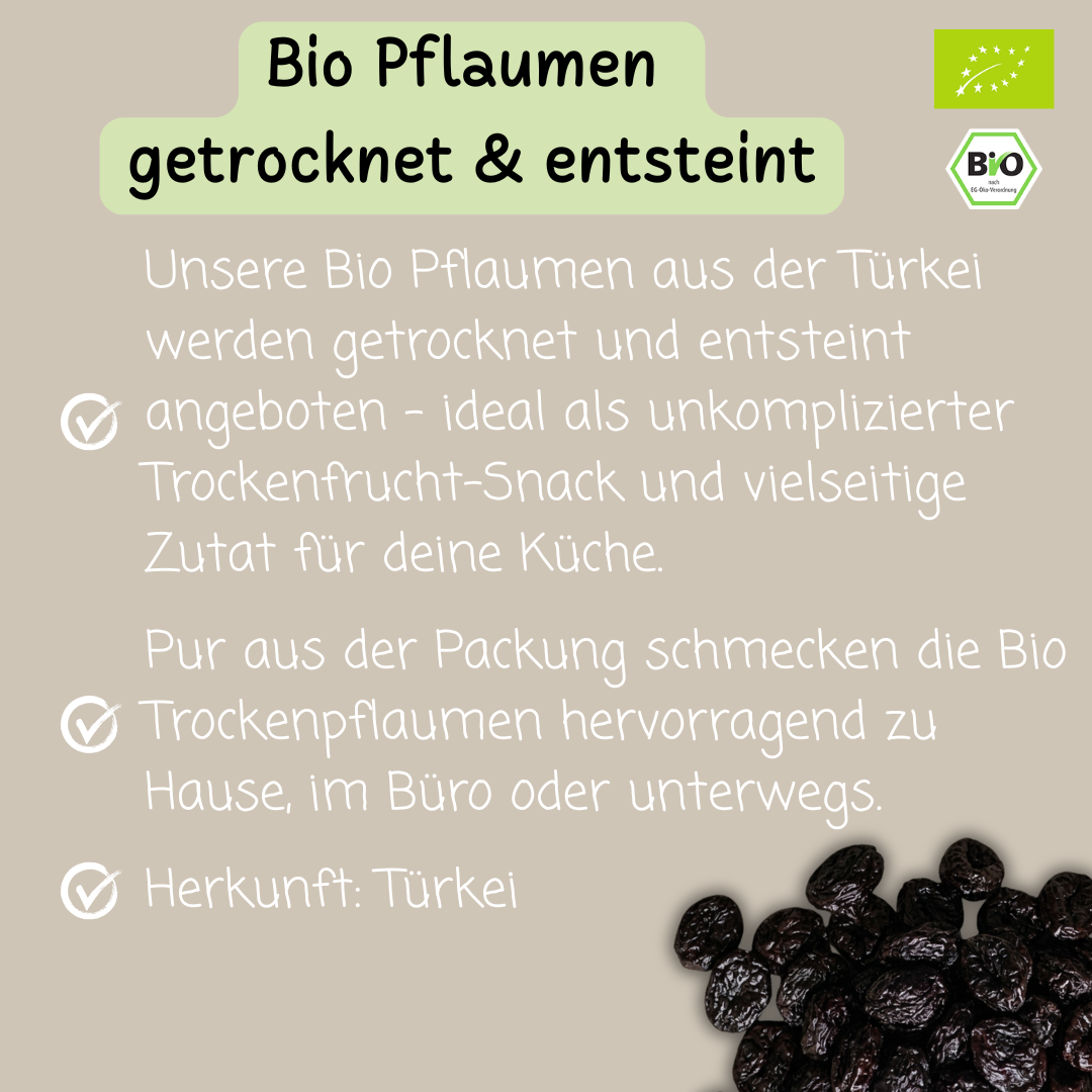 Bio Pflaumen | getrocknet & entsteint | fruchtig-süß