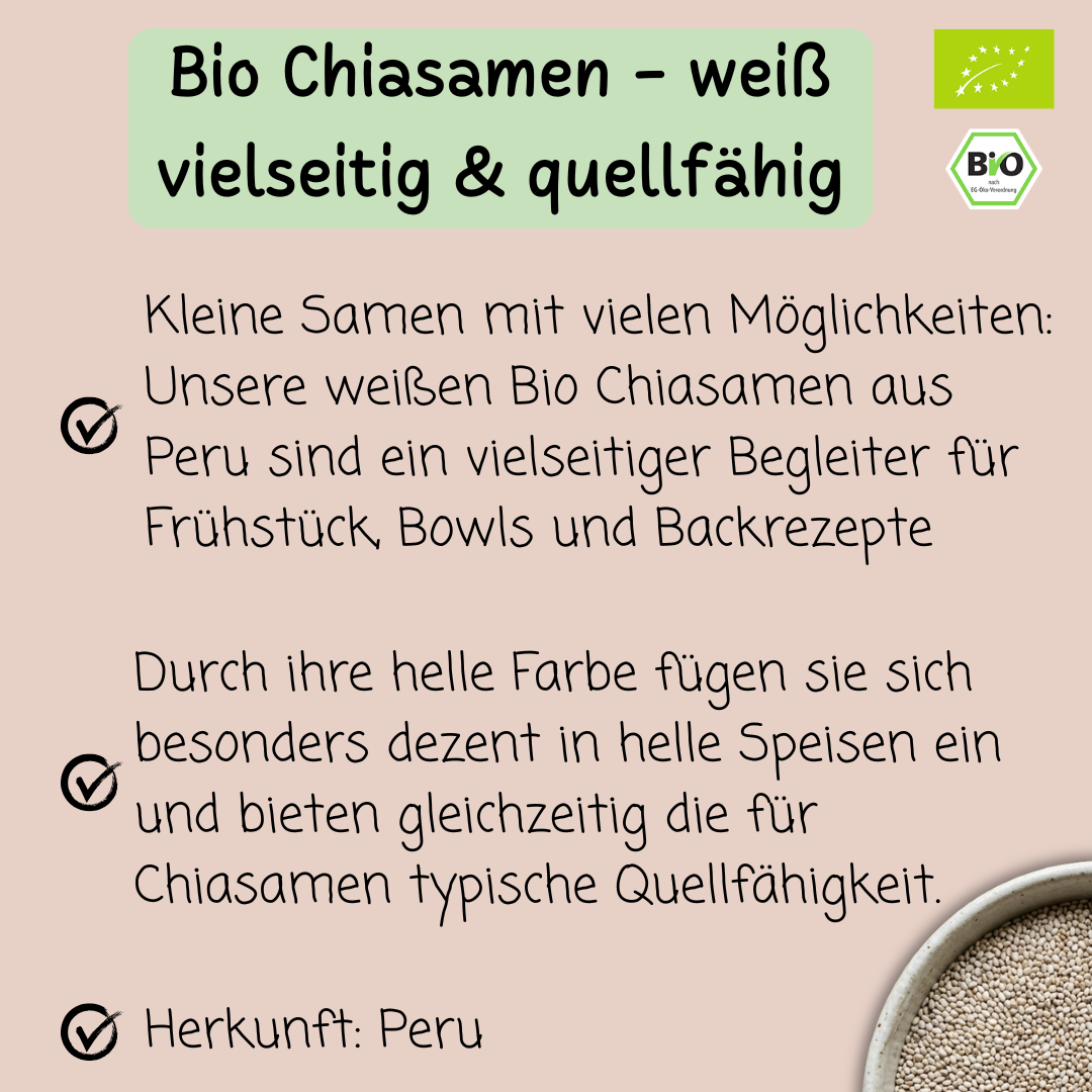 Bio Chiasamen | weiß | vielseitig & quellfähig