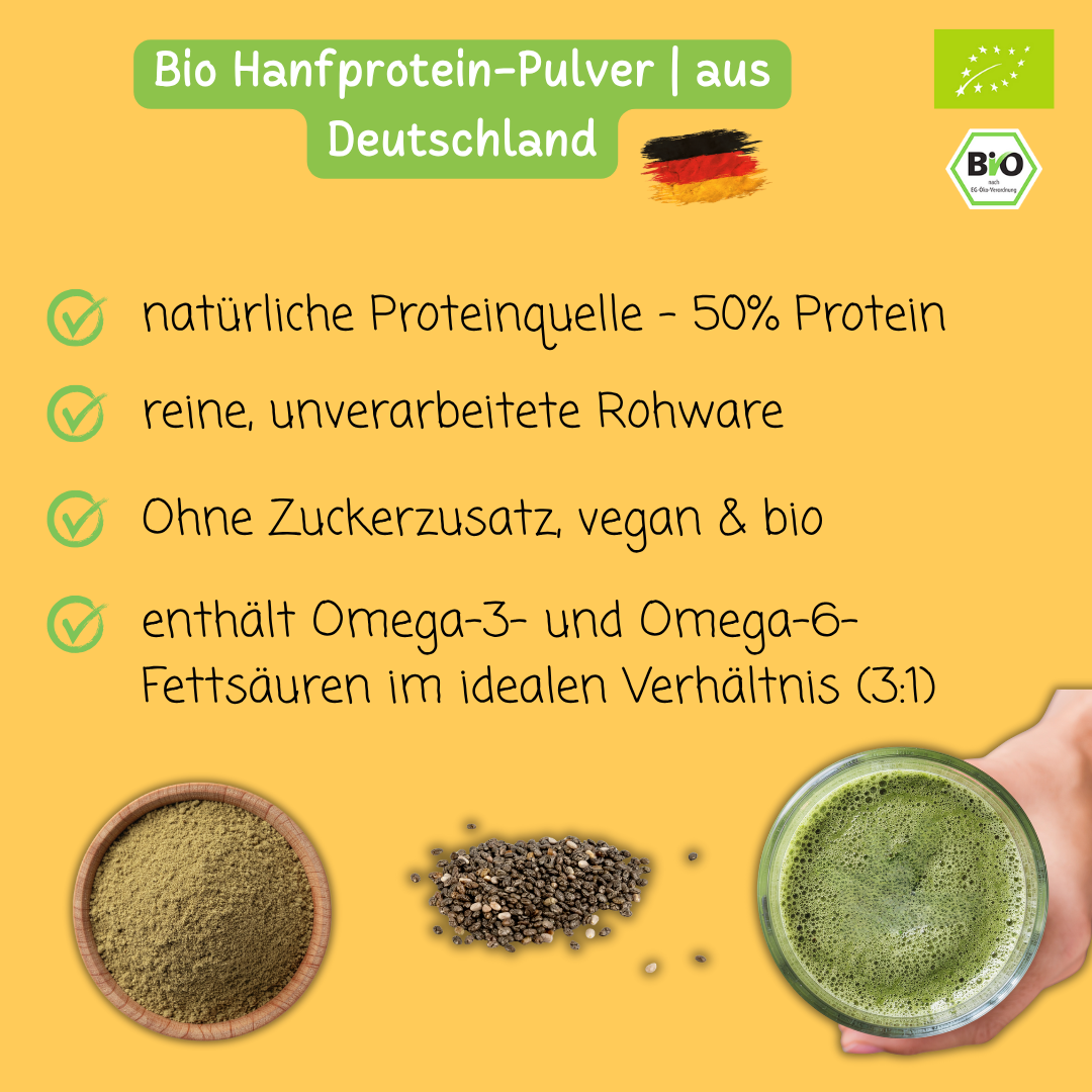 Bio Hanfprotein-Pulver | aus Deutschland | 50% Protein