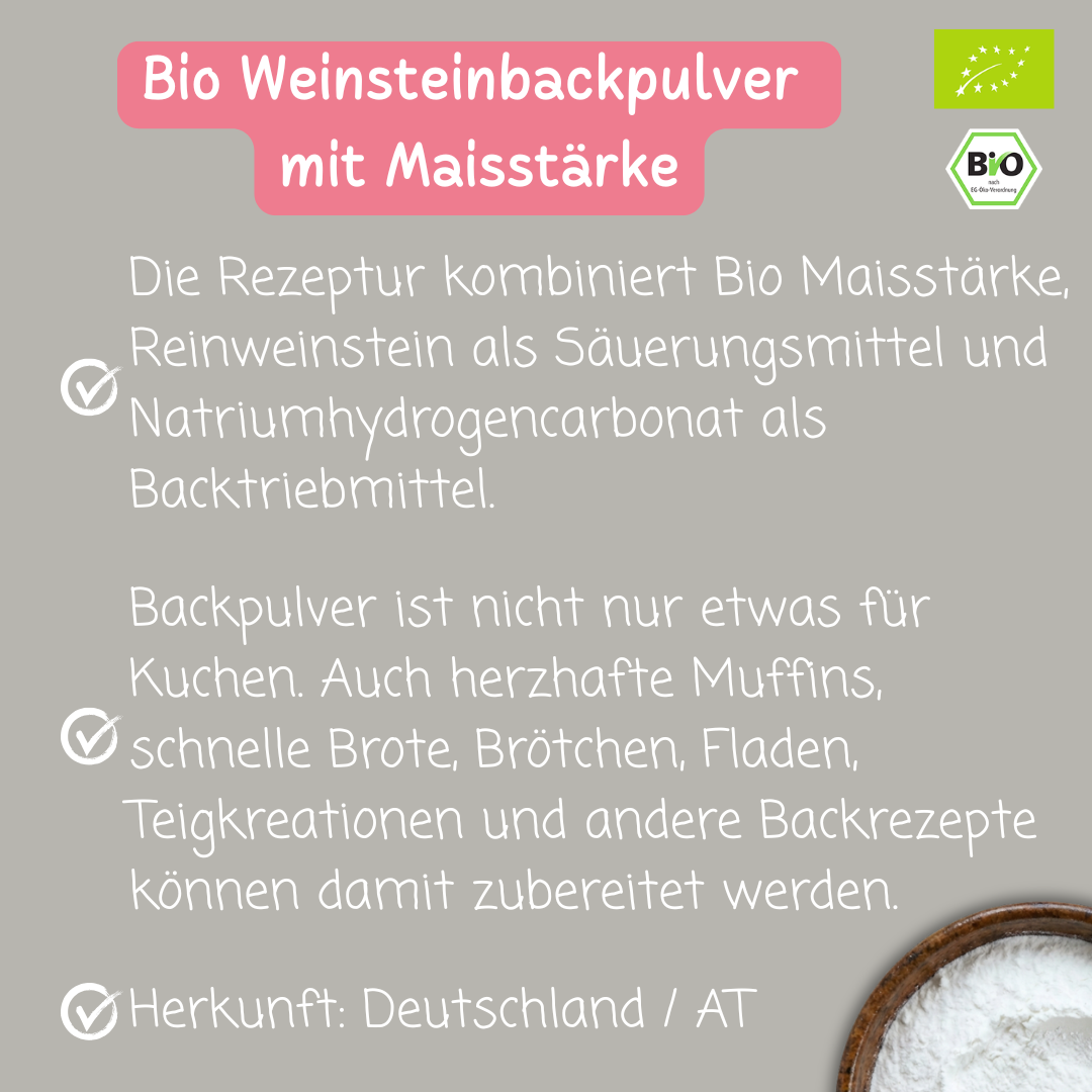 Bio Weinsteinbackpulver | mit Maisstärke