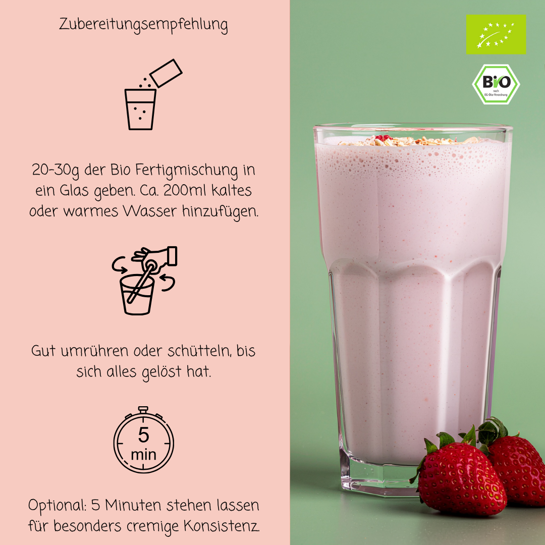 Bio Haferdrinkpulver | Erdbeere mit Dattelsüße | vegan