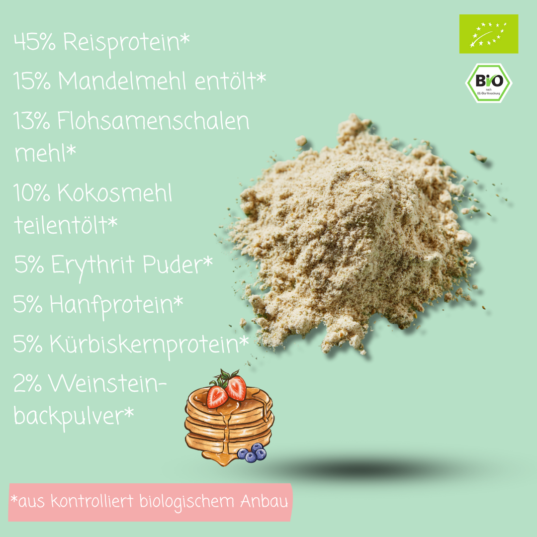 Bio Protein Pancake- & Waffelmischung „Pure Balance“ | 55% Protein | ohne Zuckerzusatz | vegan