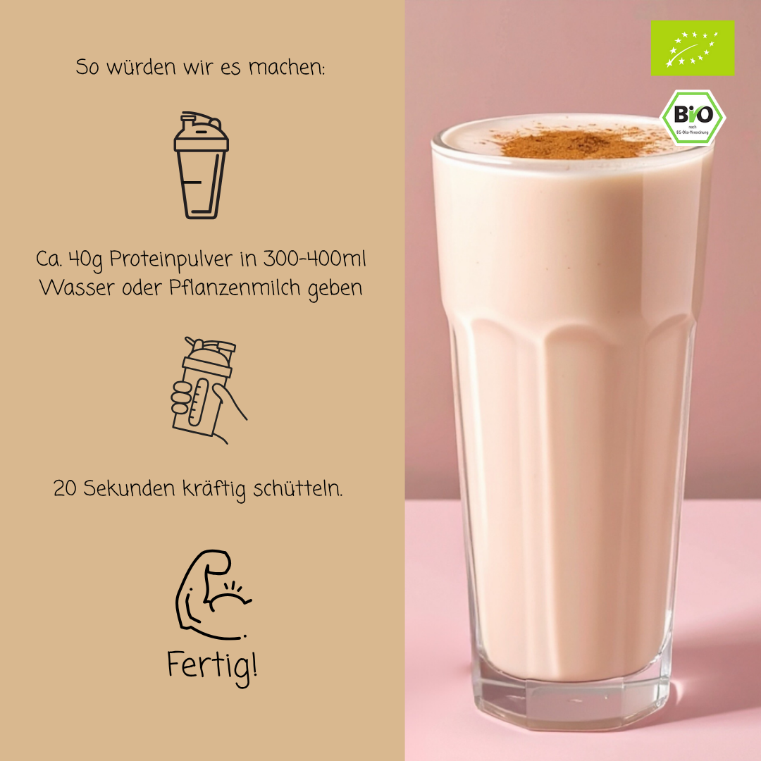 Bio Proteinpulver | "Apfel-Zimt-Kick" | Vegan & 56% Protein | mit Dattelsüße