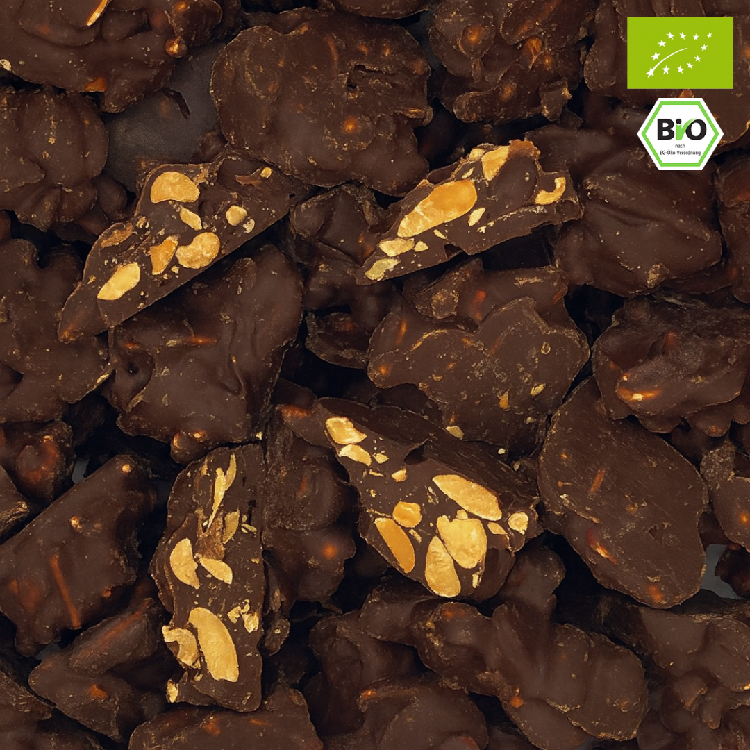 Bio Erdnussbrocken | schokolierte Erdnüsse | Zartbitter | vegan