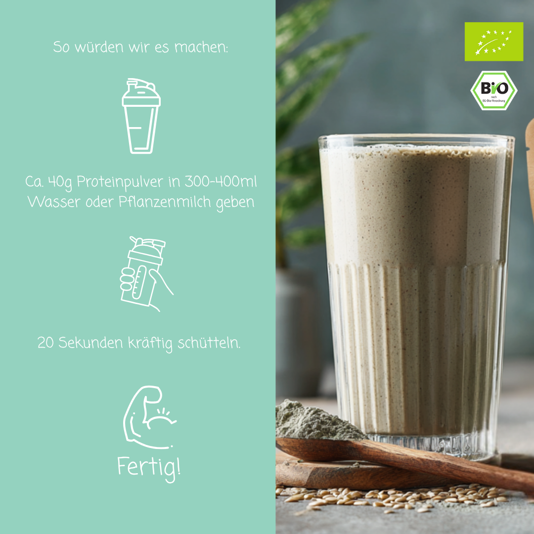 Bio "4-Kraft" Proteinpulver-Mix | Reis-, Erbse-, Hanf- & Kürbiskernprotein | vegan & 75% Protein