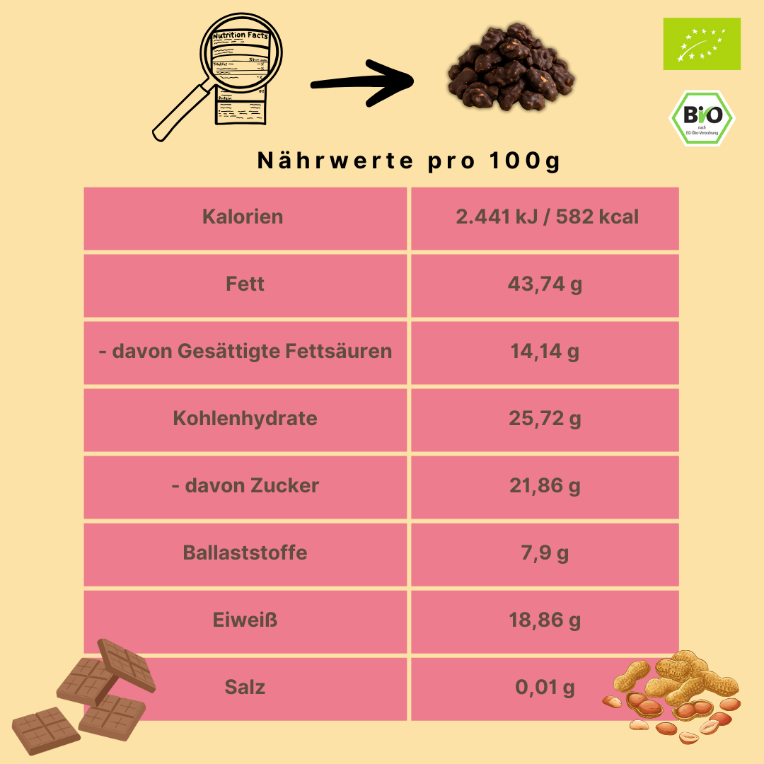 Bio Erdnussbrocken | schokolierte Erdnüsse | Zartbitter | vegan