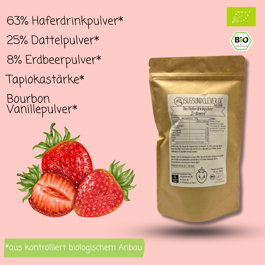 Bio Haferdrinkpulver | Erdbeere mit Dattelsüße | vegan