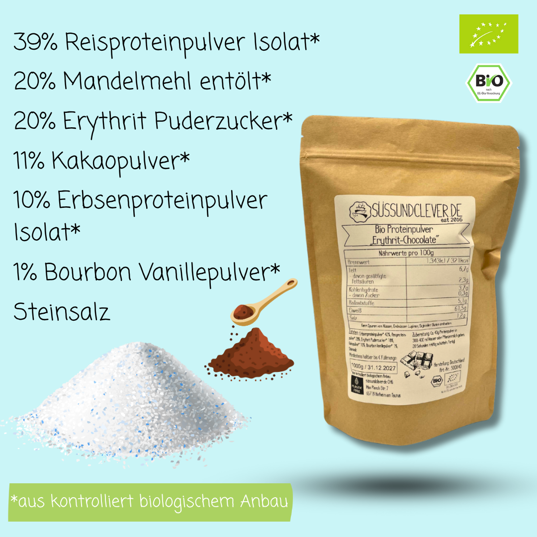 Bio Proteinpulver | "Erythrit-Chocolate" | Vegan & 55% Protein