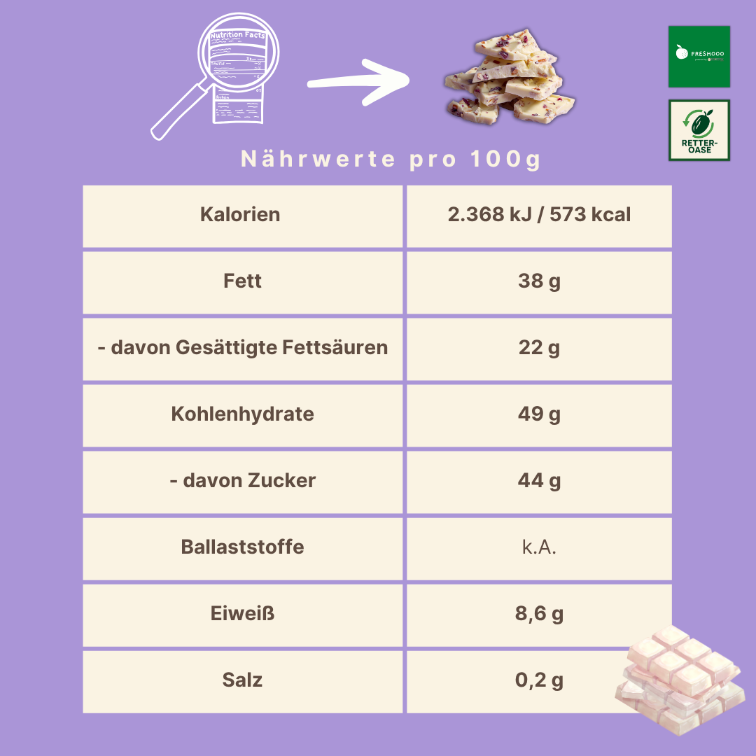freshooo® WEIßER Schokoladenbruch | "White Delight" | mit Nuss-Frucht Crunch