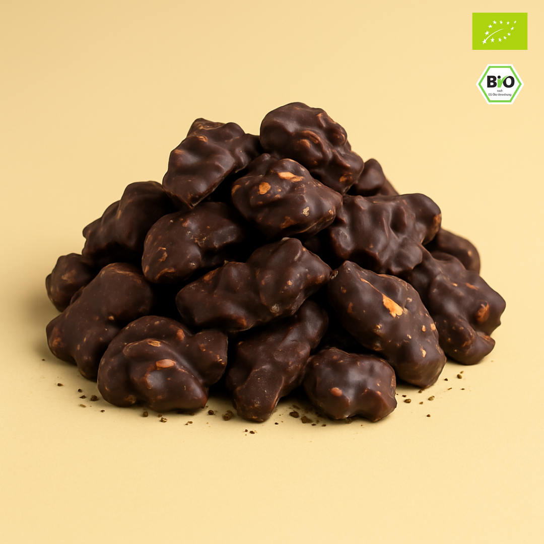 Bio Erdnussbrocken | schokolierte Erdnüsse | Zartbitter | vegan