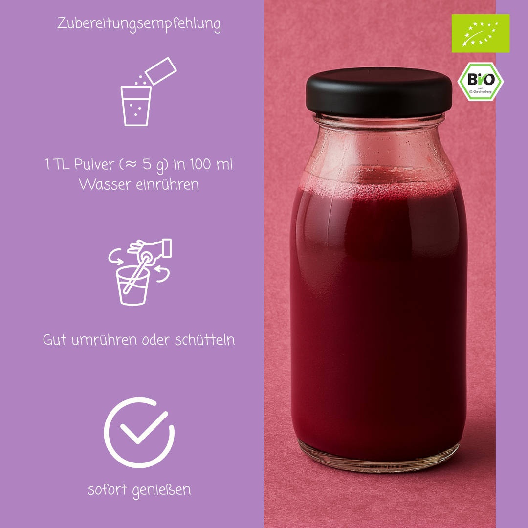 Bio Ingwershot Fertigmischung | "Berry Immun Shot" | mit Blaubeerenpulver & Acerola | 40 Shots