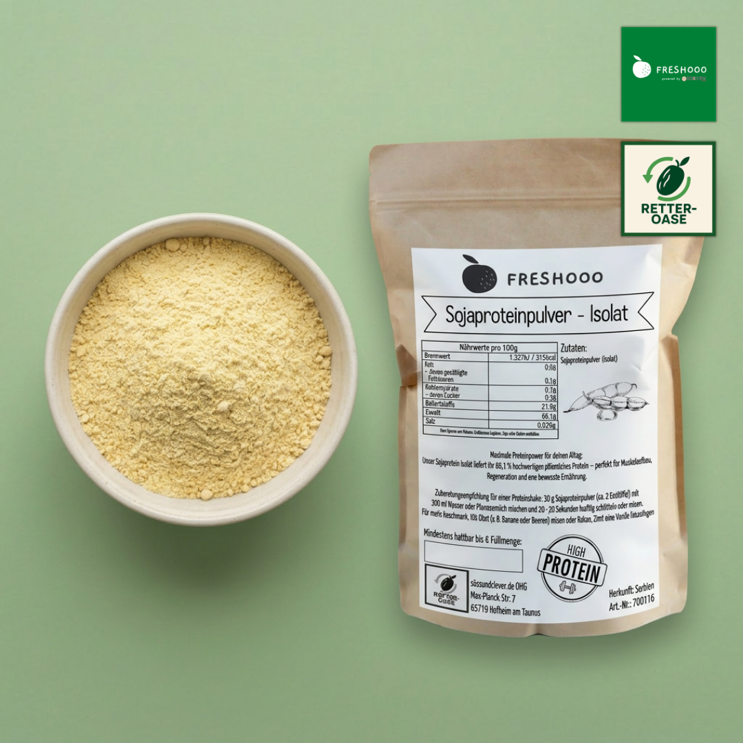 freshooo® Sojaproteinpulver | Isolat | aus Europa | 66 g Protein