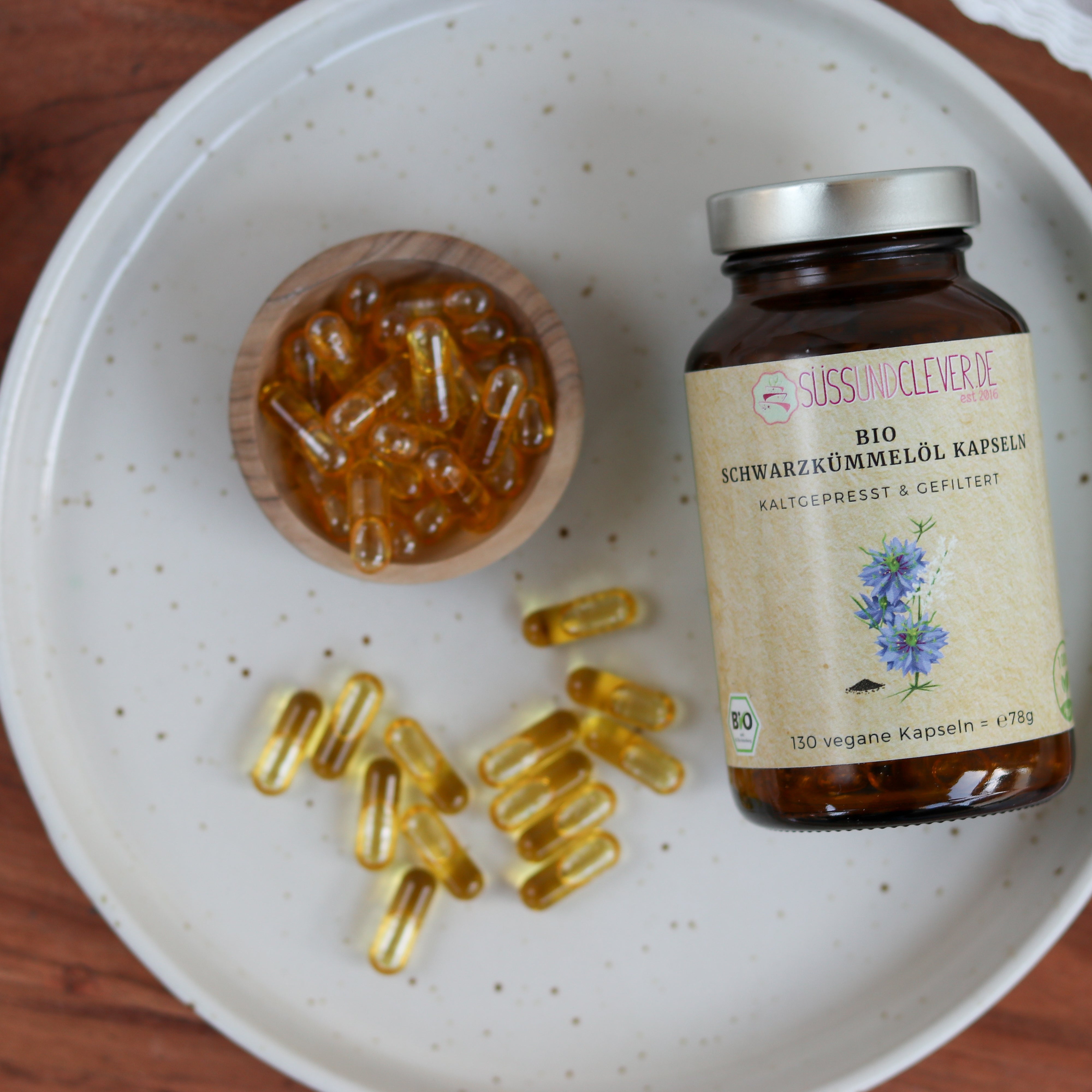 Bio Schwarzkümmelöl Kapseln | kaltgepresst | vegan | 130 vegane Kapseln