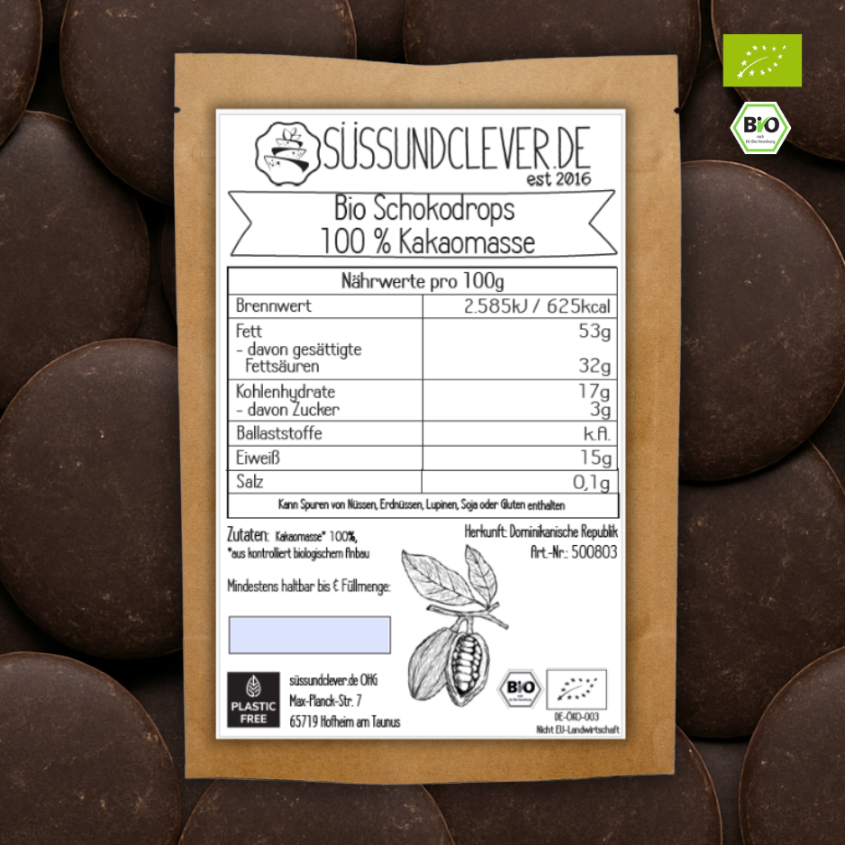 Bio Schokodrops | Kakaodrops | 100% Kakaomasse | ohne Zuckerzusatz