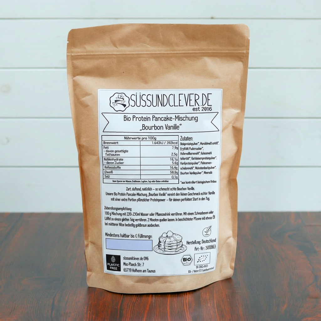 Bio Protein Pancake-Mischung „Bourbon Vanille“ | 59% Protein | ohne Zuckerzusatz | vegan
