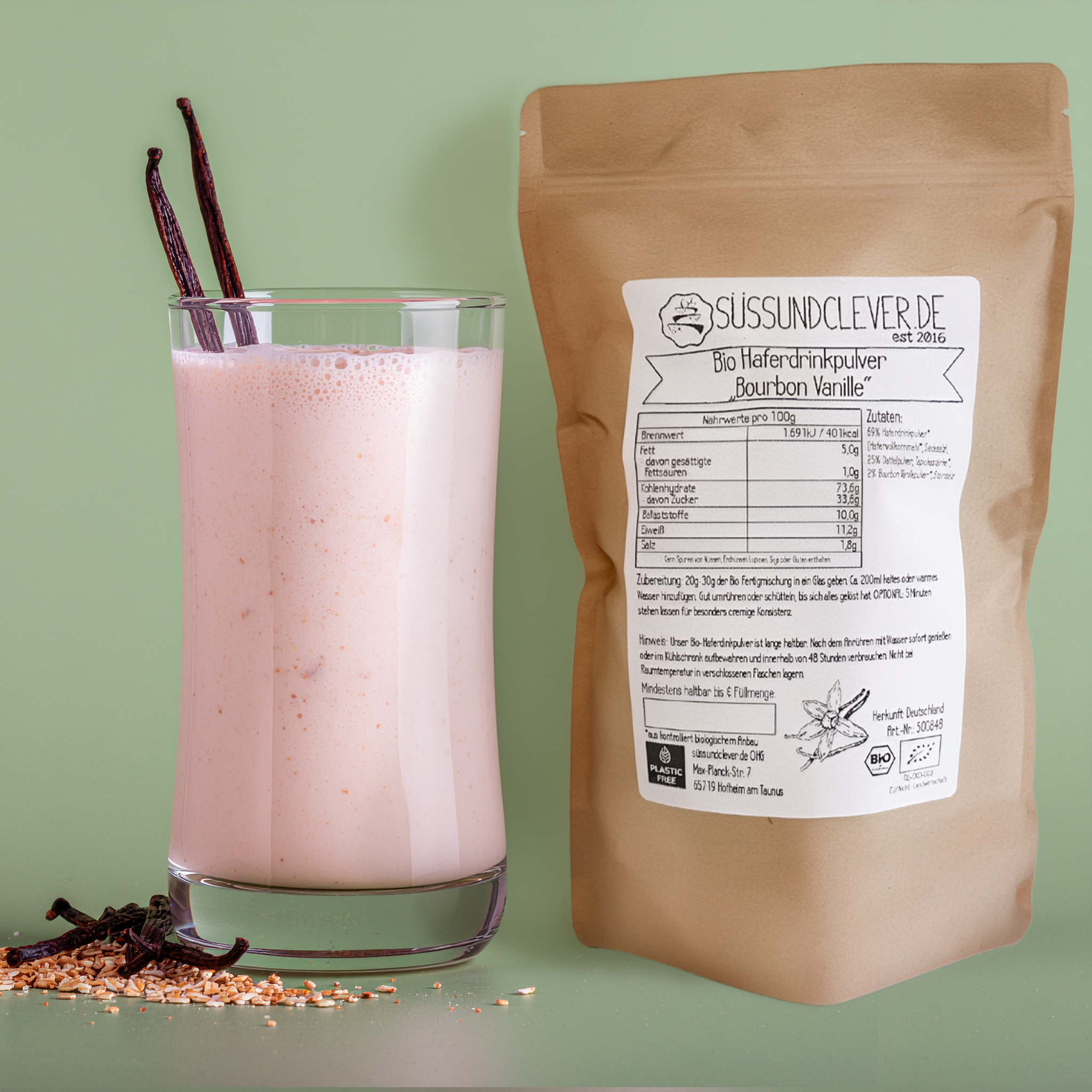 Bio Haferdrinkpulver | Bourbon Vanille mit Dattelsüße | vegan