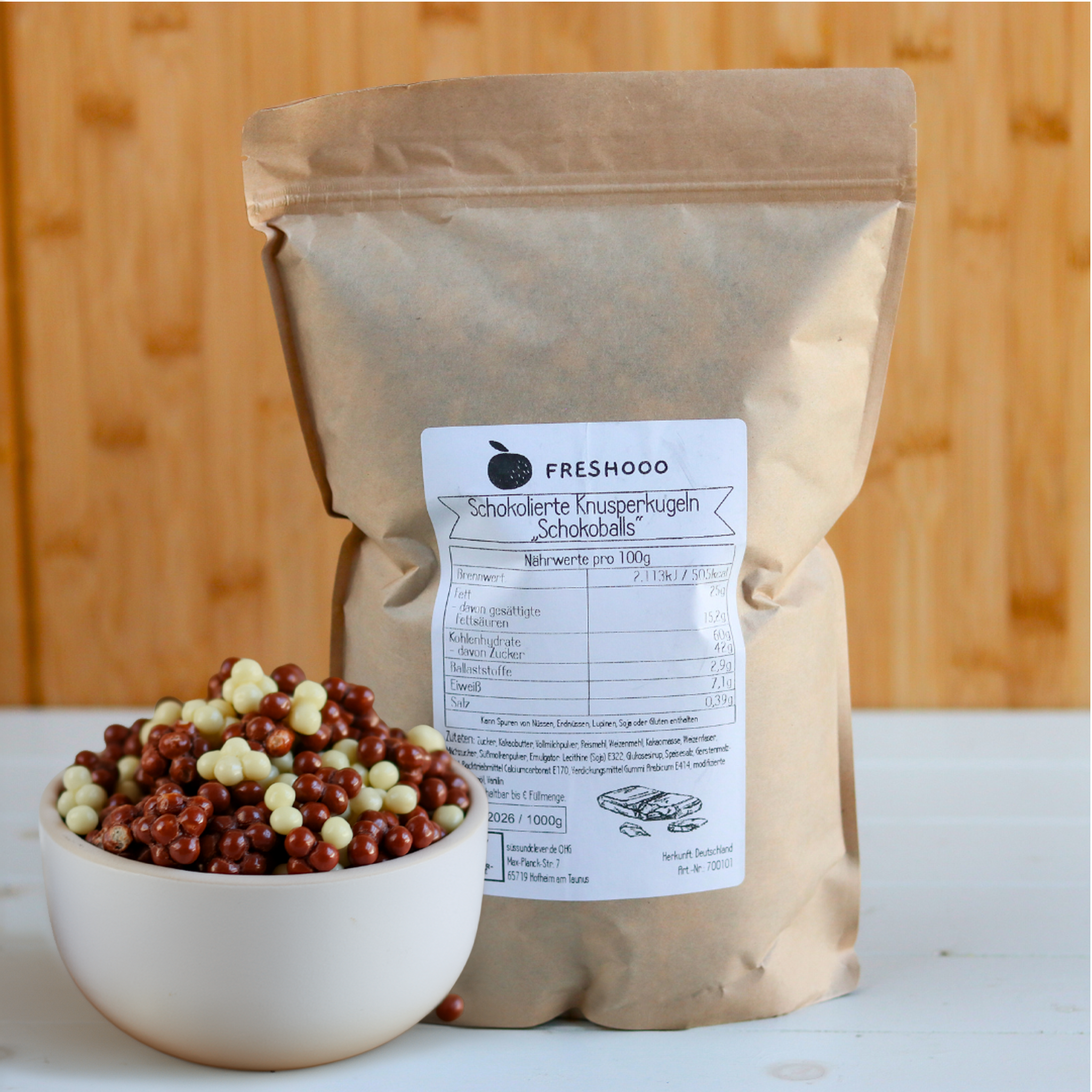 freshooo® Schokolierte Knusperkugeln | "Schokoballs" | Mischung aus Vollmilch- und weißer Schokolade