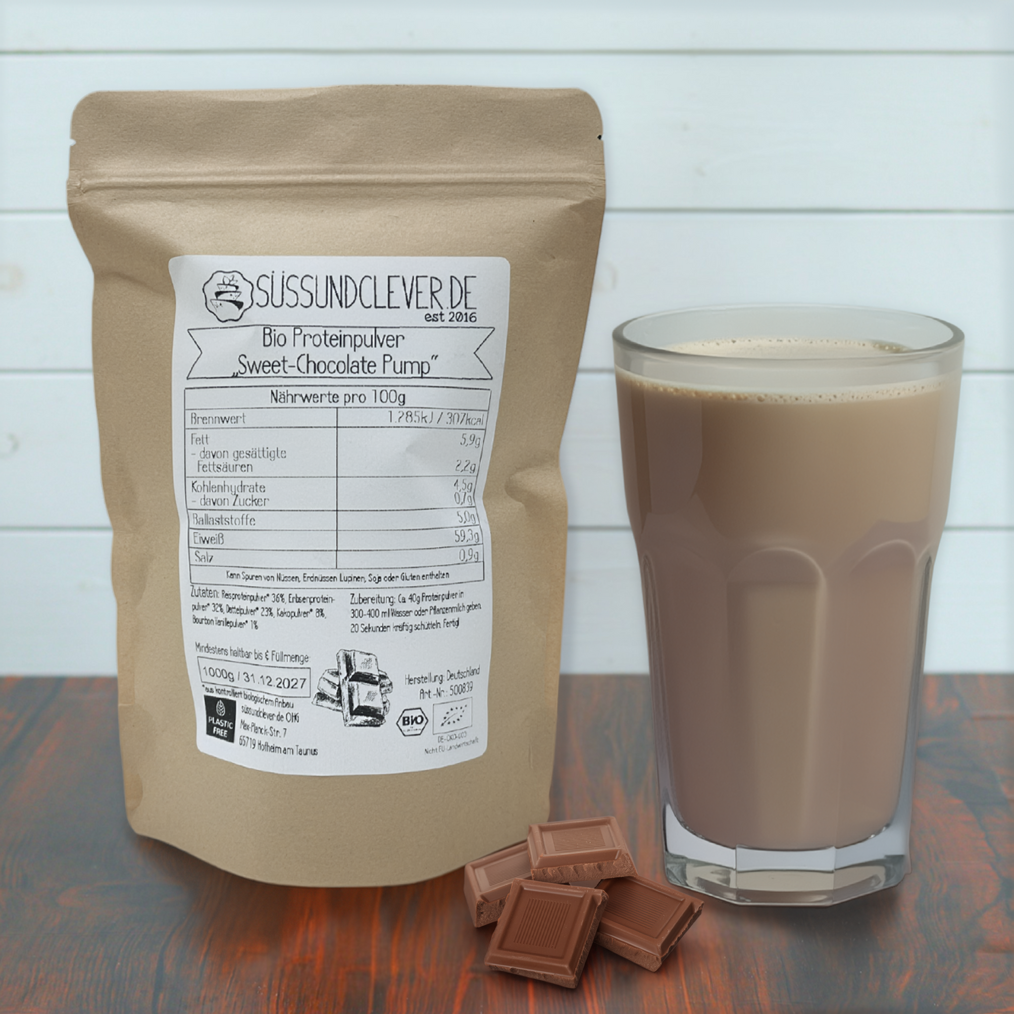 Bio Proteinpulver | "Sweet-Chocolate-Pump" | Vegan & 53% Protein | mit Dattelsüße
