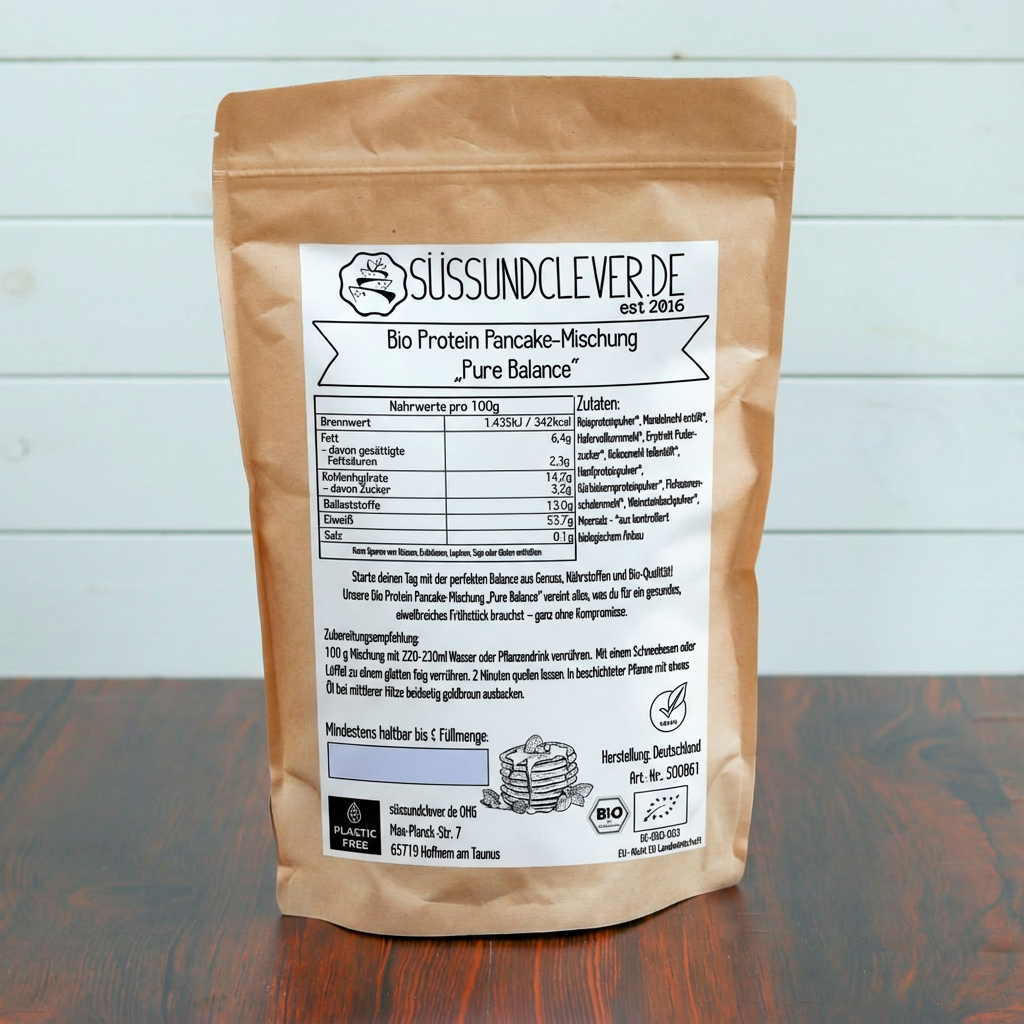 Bio Protein Pancake-Mischung „Pure Balance“ | 55% Protein | ohne Zuckerzusatz | vegan