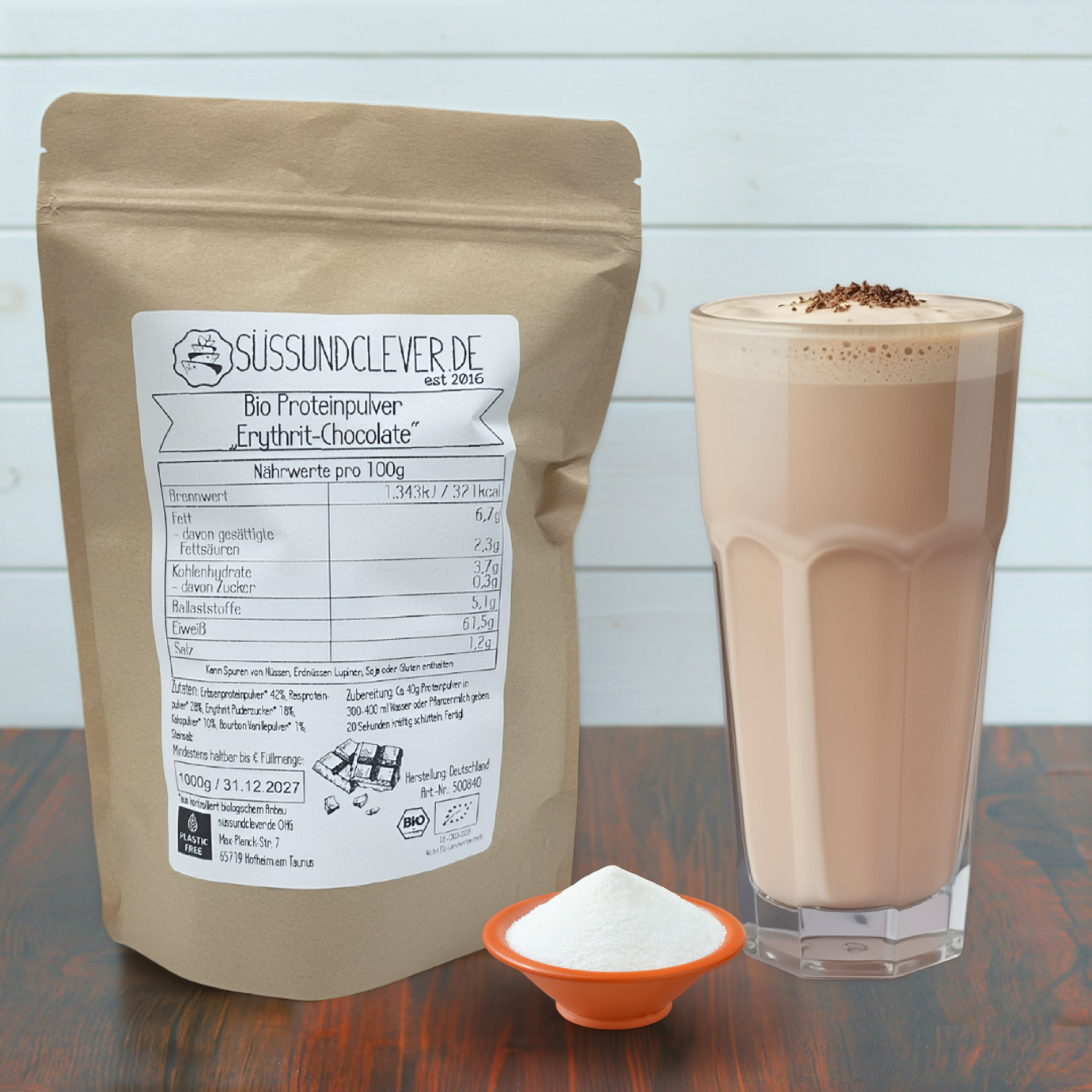 Bio Proteinpulver | "Erythrit-Chocolate" | Vegan & 55% Protein