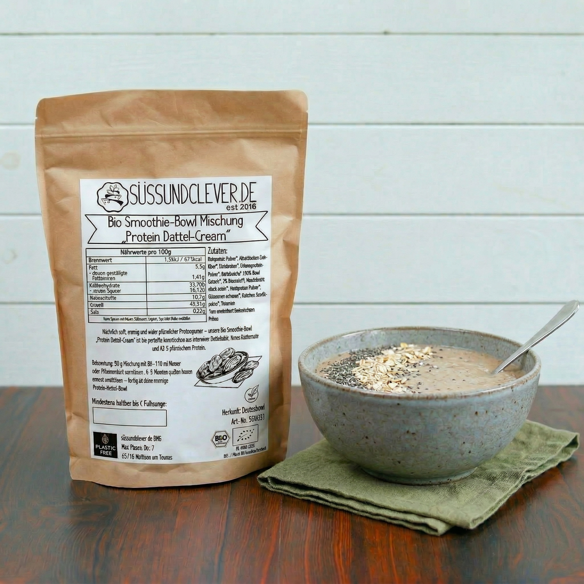 Bio Smoothie Bowl | "Protein Dattel-Cream" | 43% Protein | Fertigmischung