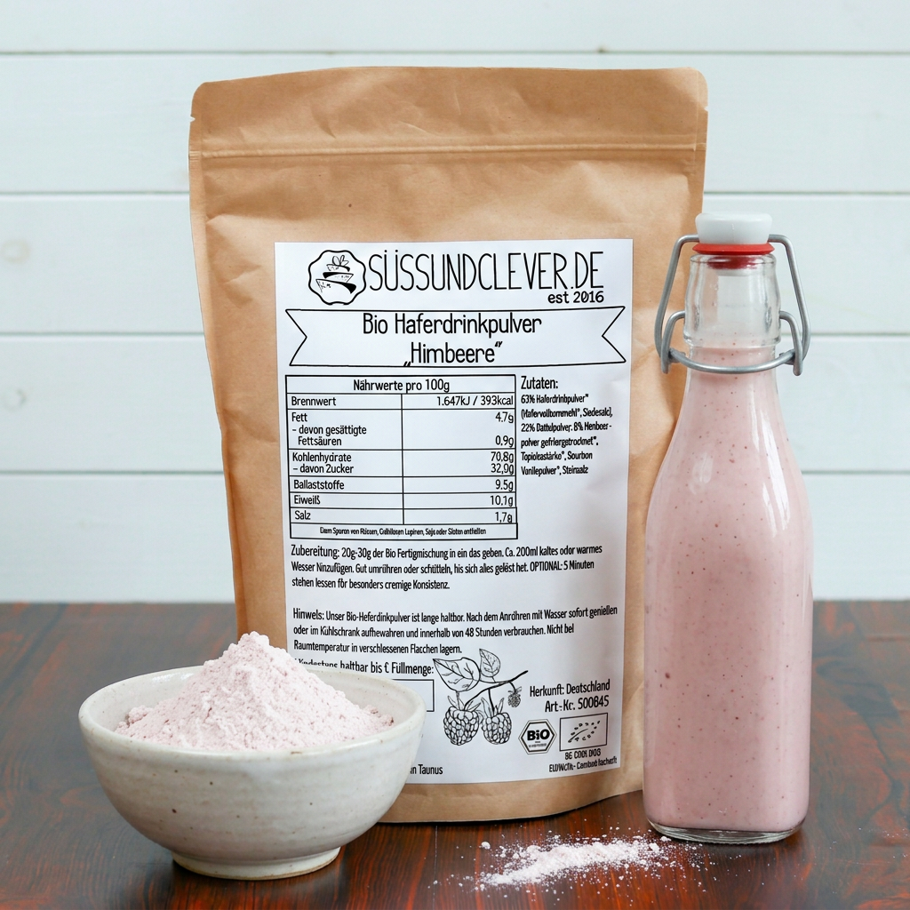 Bio Haferdrinkpulver | Himbeere mit Dattelsüße | vegan