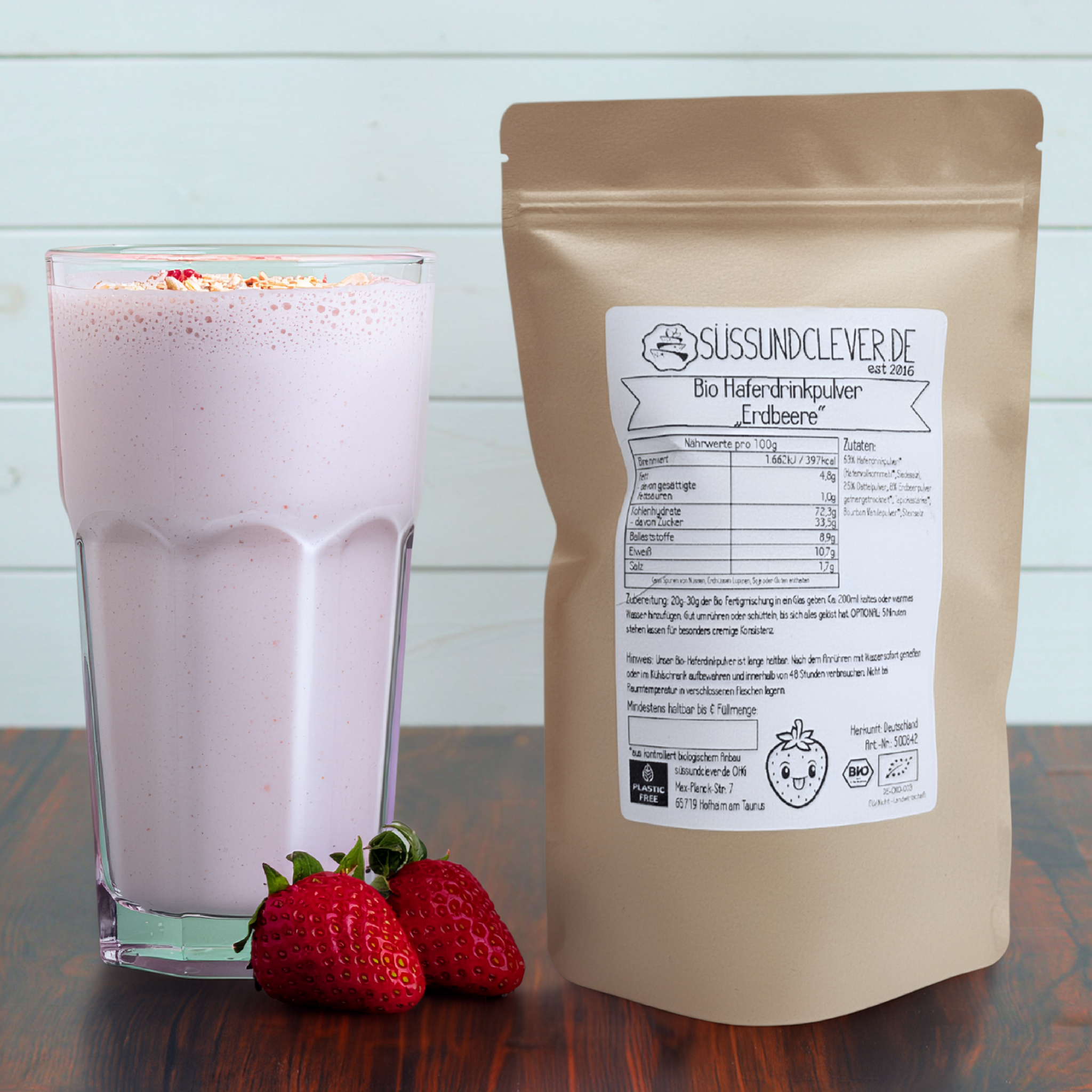 Bio Haferdrinkpulver | Erdbeere mit Dattelsüße | vegan