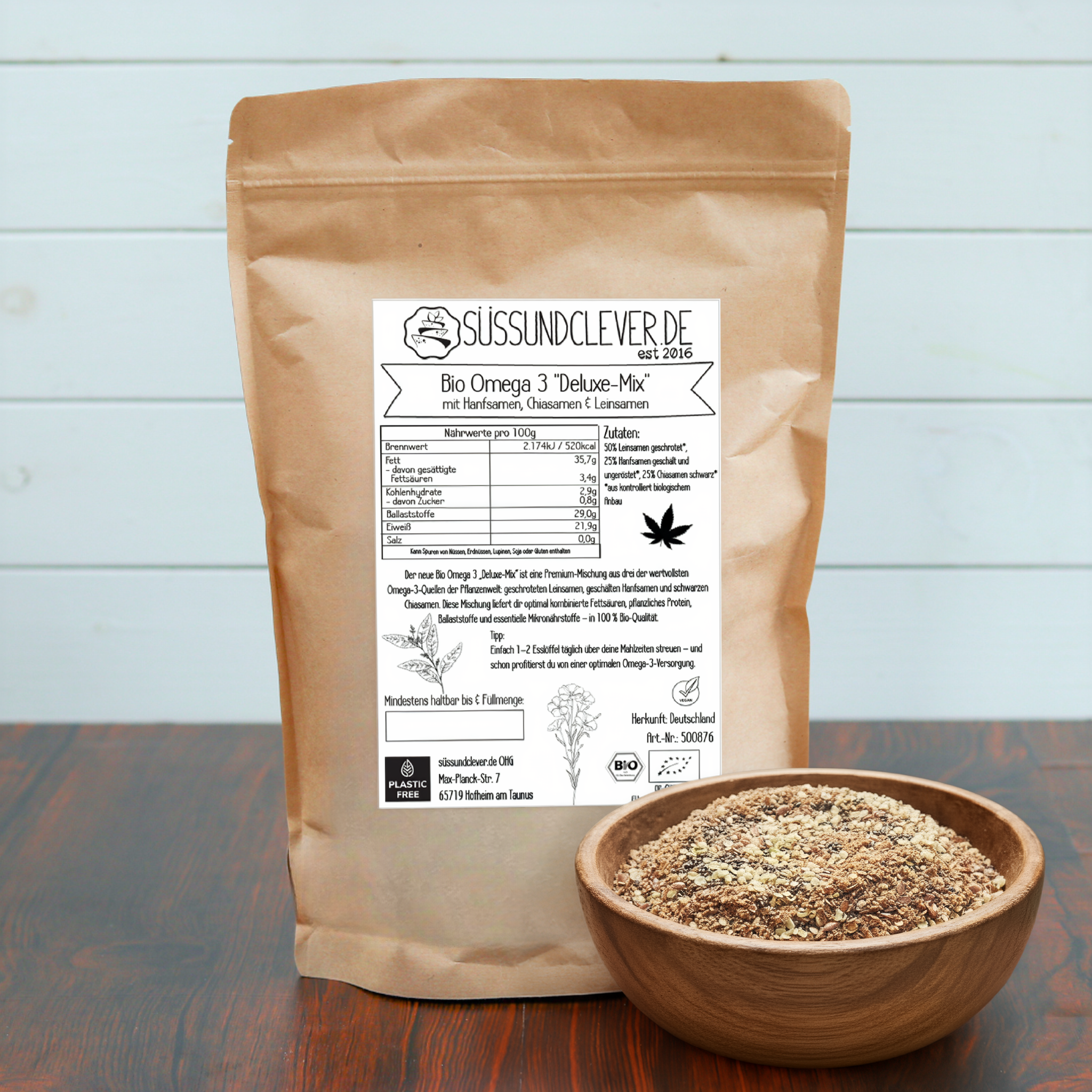 Bio Omega 3 "Deluxe-Mix" | mit Hanfsamen, Chiasamen & Leinsamen