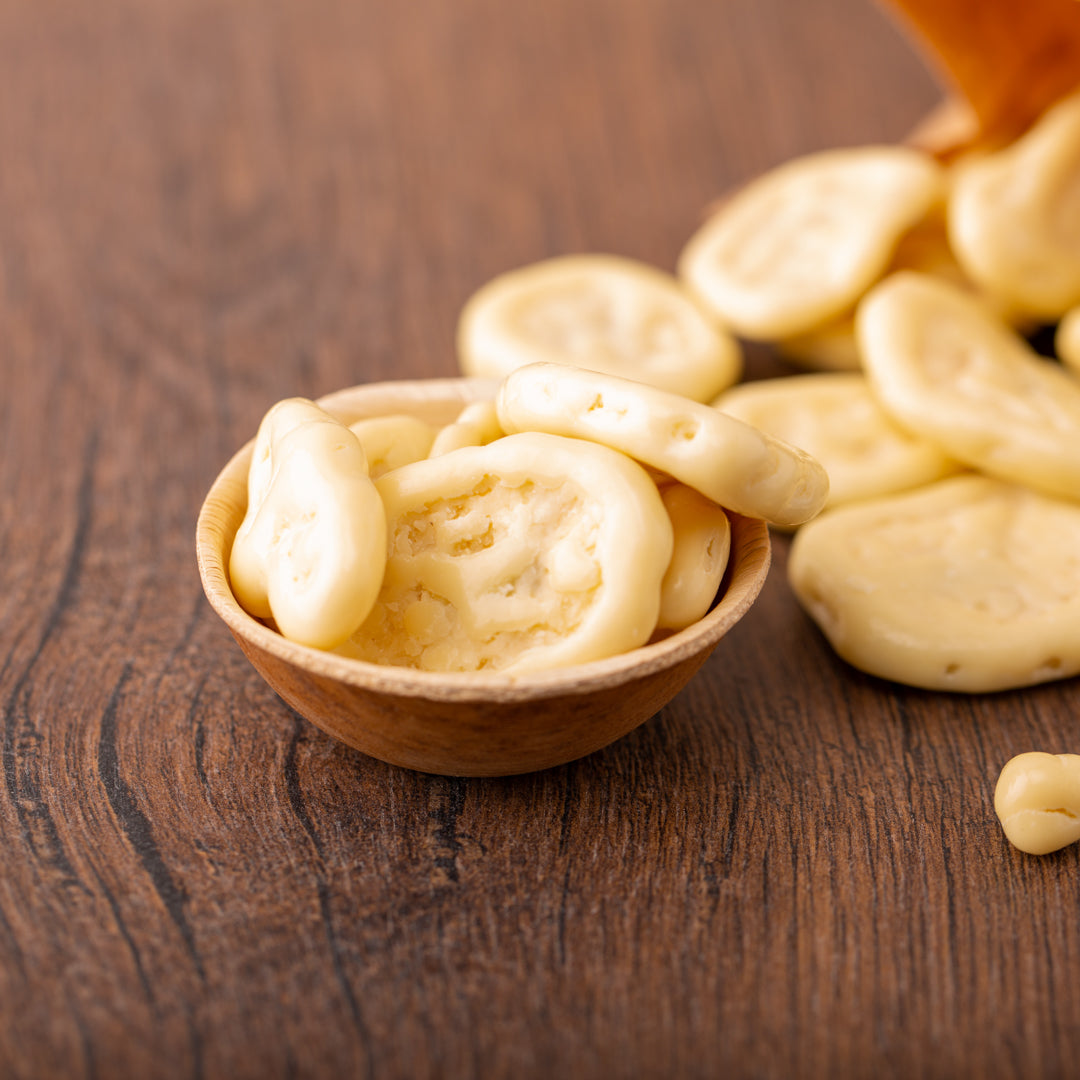 Bio Bananenchips in weißer Schokolade
