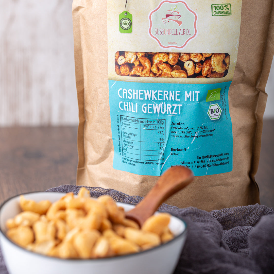 Bio Cashewkerne | geröstet & gesalzen | mit Chili | Neue Rezeptur
