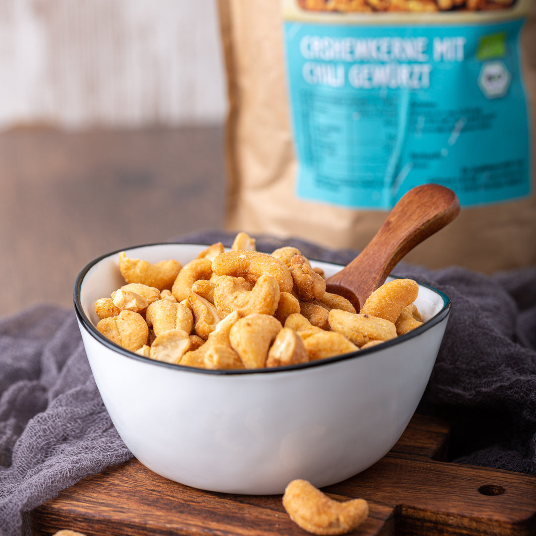 Bio Cashewkerne | geröstet & gesalzen | mit Chili | Neue Rezeptur