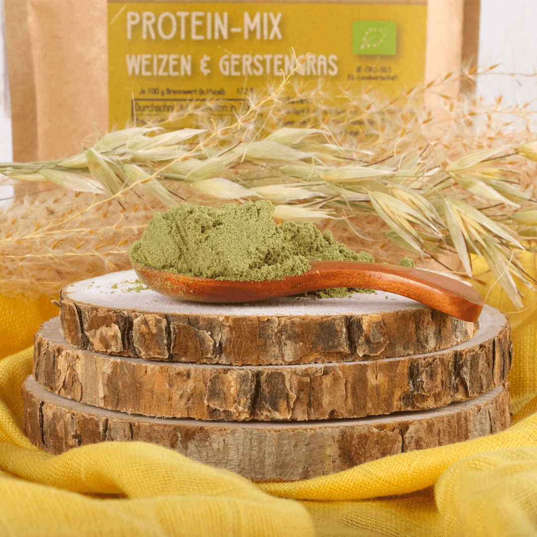 Bio Protein Pulver Mix | mit Weizen- &amp; Gerstengras | 50% Protein