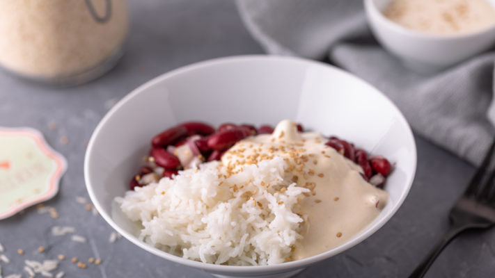 Basmati-Bohnen-Reis | mit Schmand-Kurkuma Beilage