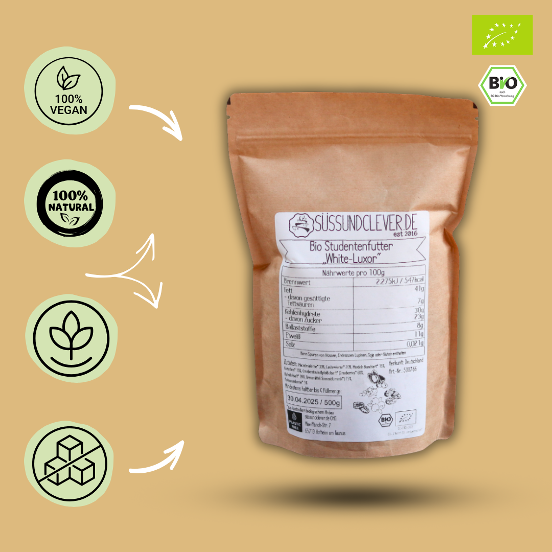 Bio Studentenfutter | "White-Luxor" | mit Macadamia, Cashews & Cranberries
