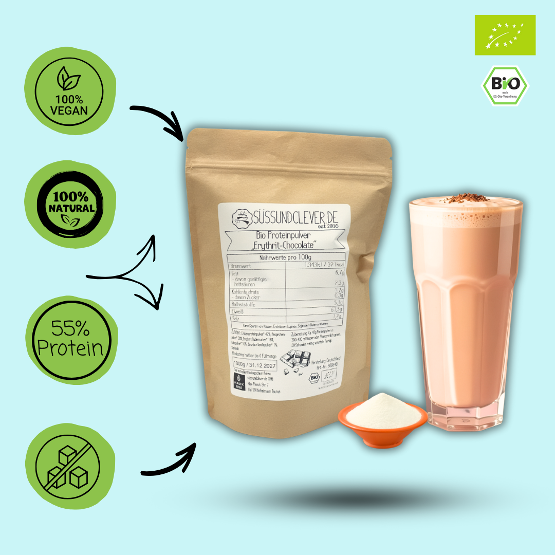 Bio Proteinpulver | "Erythrit-Chocolate" | Vegan & 55% Protein