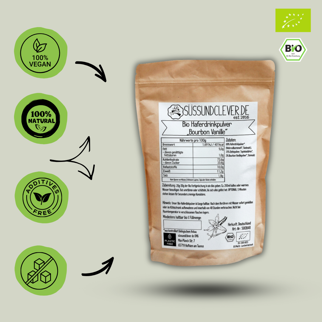 Bio Haferdrinkpulver | Bourbon Vanille mit Dattelsüße | vegan